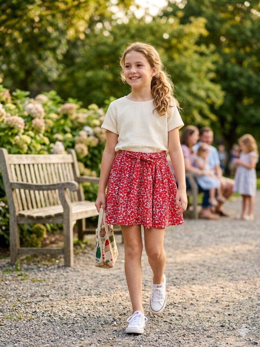 CH Carolina Herrera Girls Red Floral Heart Poplin Mini Skirt Size 10